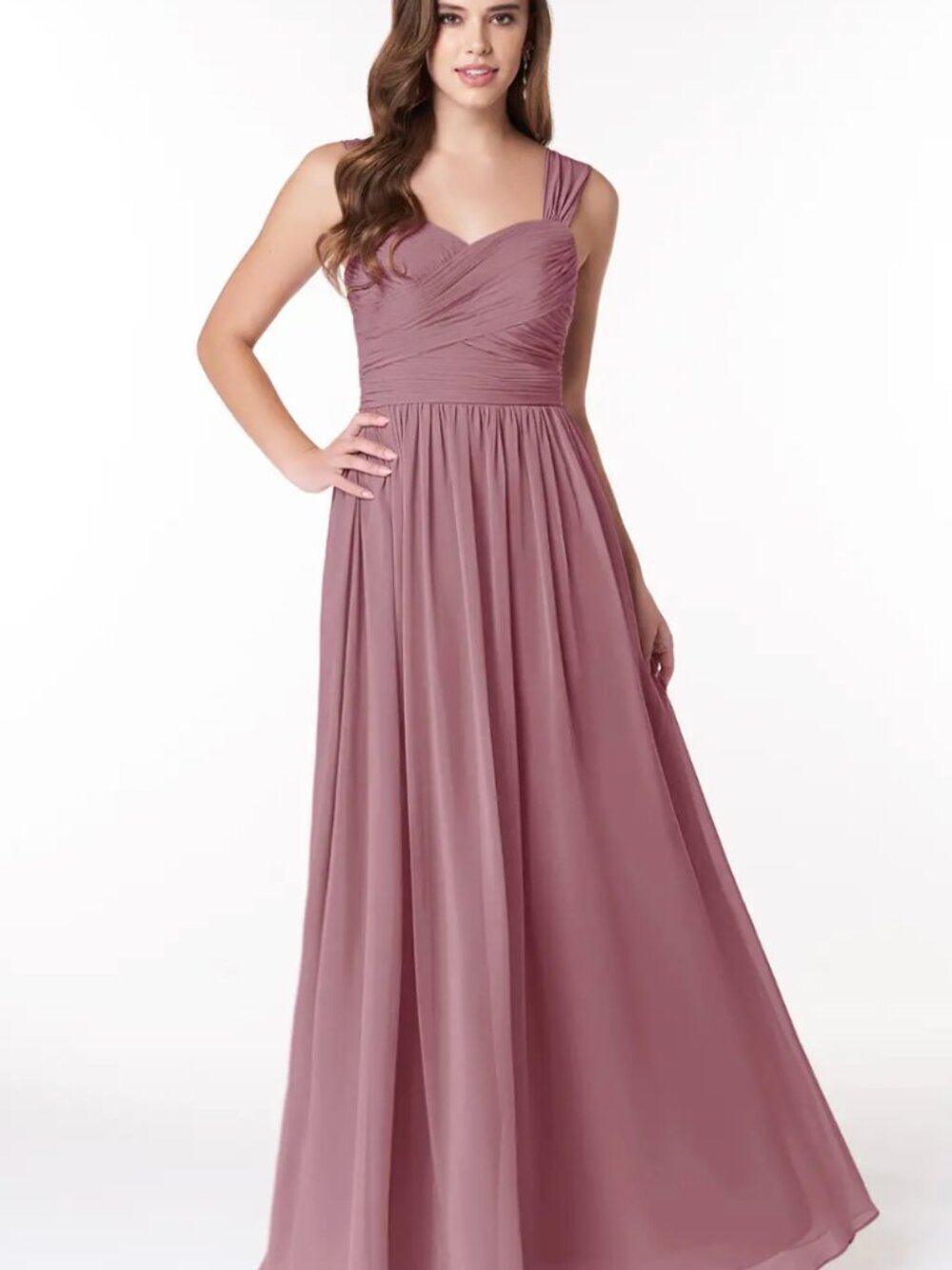 Azazie Zapheira Vintage Mauve A-Line Ruched Chiffon Dress Size A4